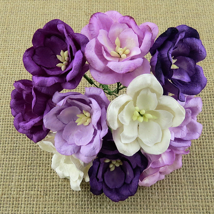 50 MIXED PURPLE/LILAC MULBERRY PAPER MAGNOLIAS