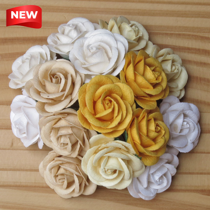 50 MIXED EARTH TONE MULBERRY PAPER CHELSEA ROSES