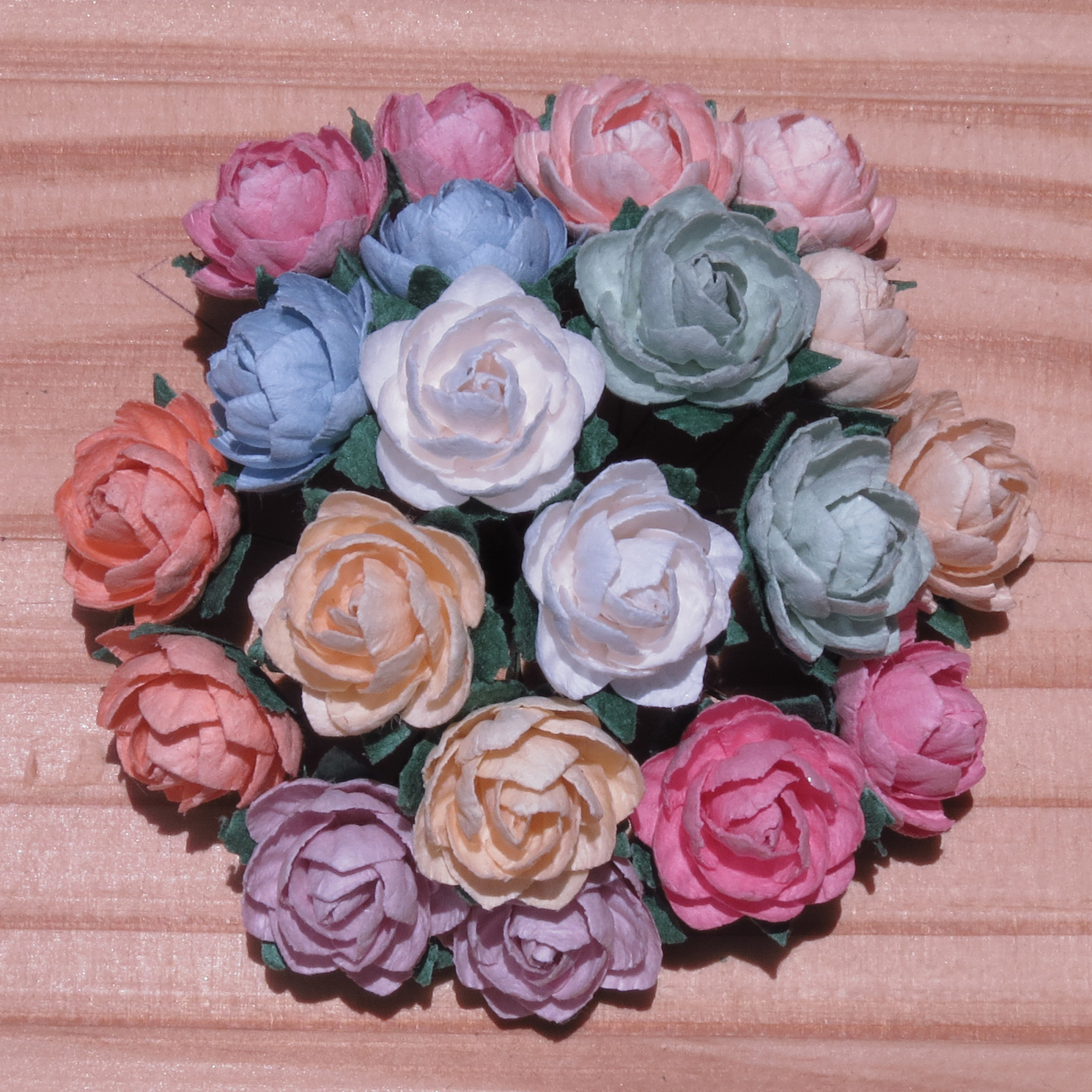 50 MIXED PASTEL MULBERRY PAPER CLASSIC ROSES - 10 COLOR 20mm