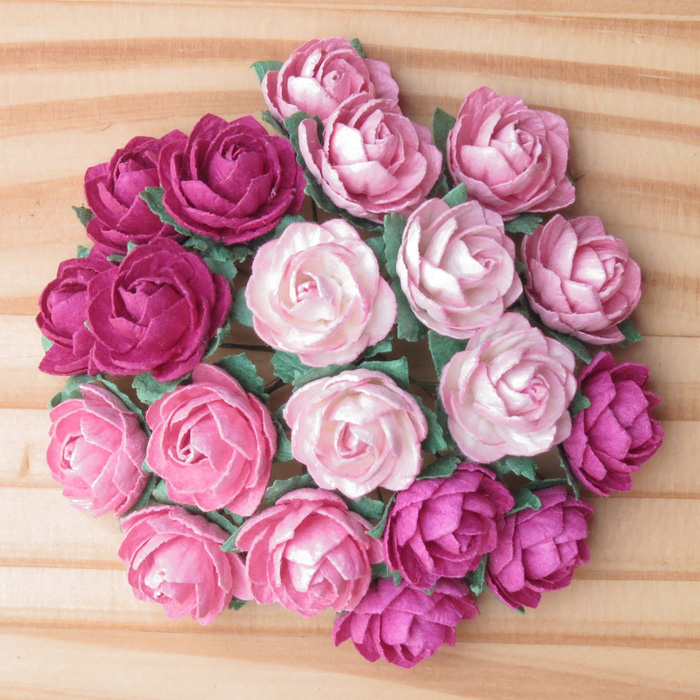 50 MIXED PINK MULBERRY PAPER CLASSIC ROSES