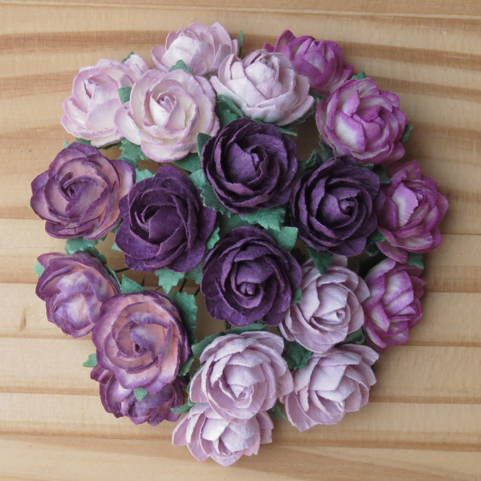 50 MIXED PURPLE/LILAC MULBERRY PAPER CLASSIC ROSES