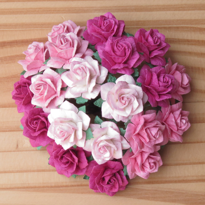 50 MIXED PINK MULBERRY PAPER STAR ROSES